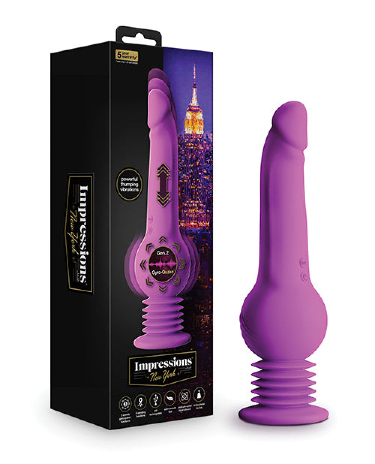 Blush Impressions New York Gyro Quake Dildo - Purple Blush Novelties