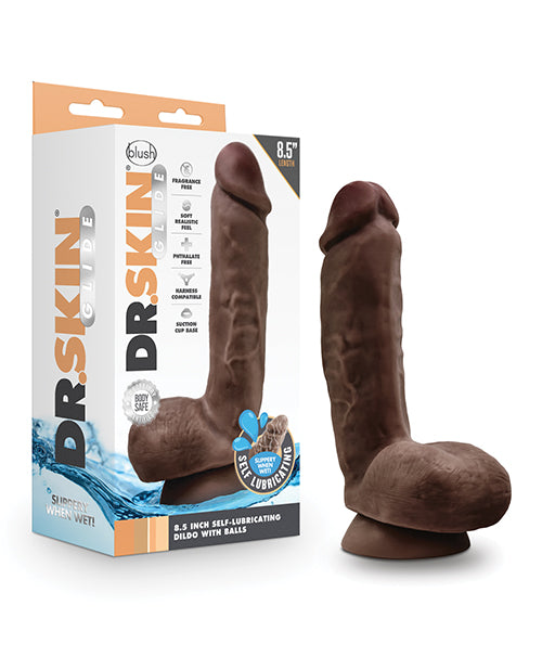 Blush Dr. Skin Glide 8.5" Self Lubricating Dildo W/balls Blush Novelties