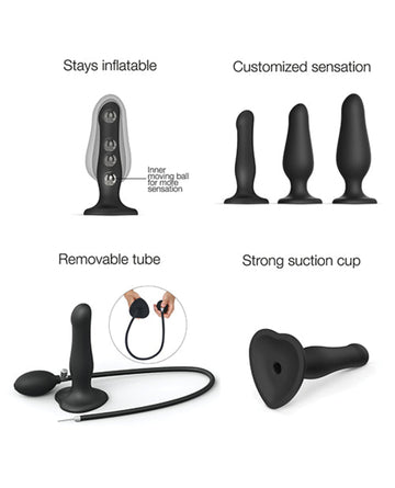 Strap On Me Inflatable Dildo Plug - Black Strap On Me