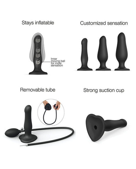 Strap On Me Inflatable Dildo Plug - Black Strap On Me