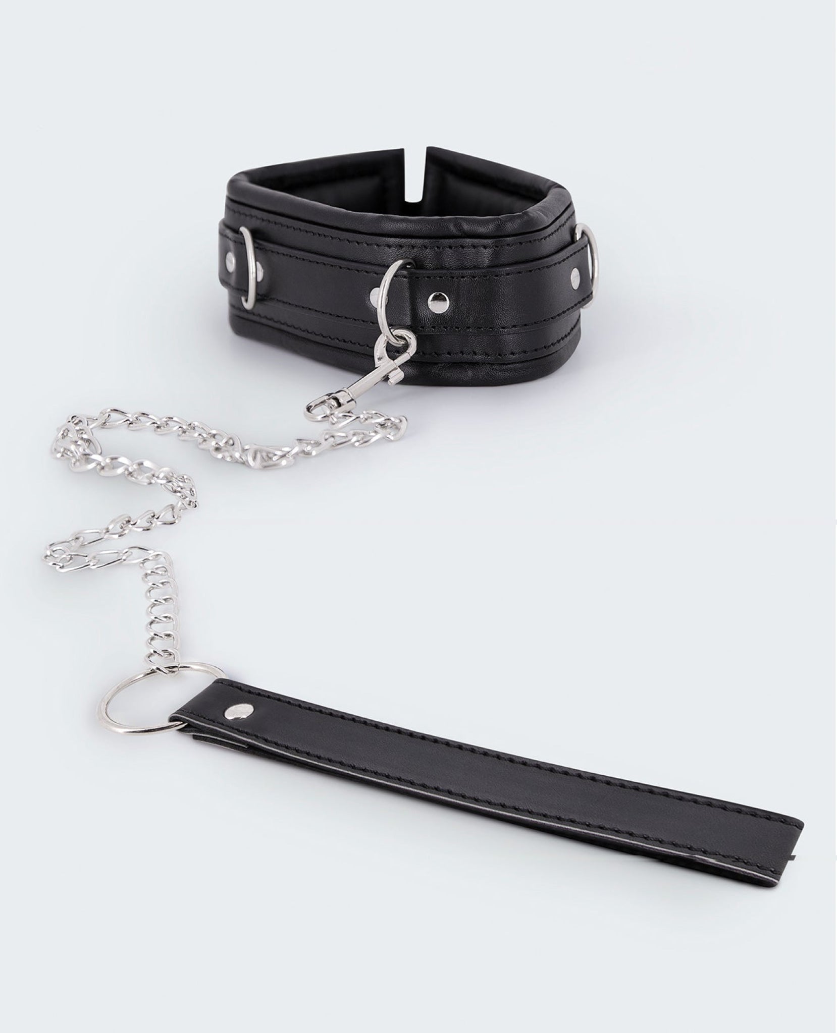 Lust Pu Leather Collar & Leash - Black Comme Ci Comme Ca
