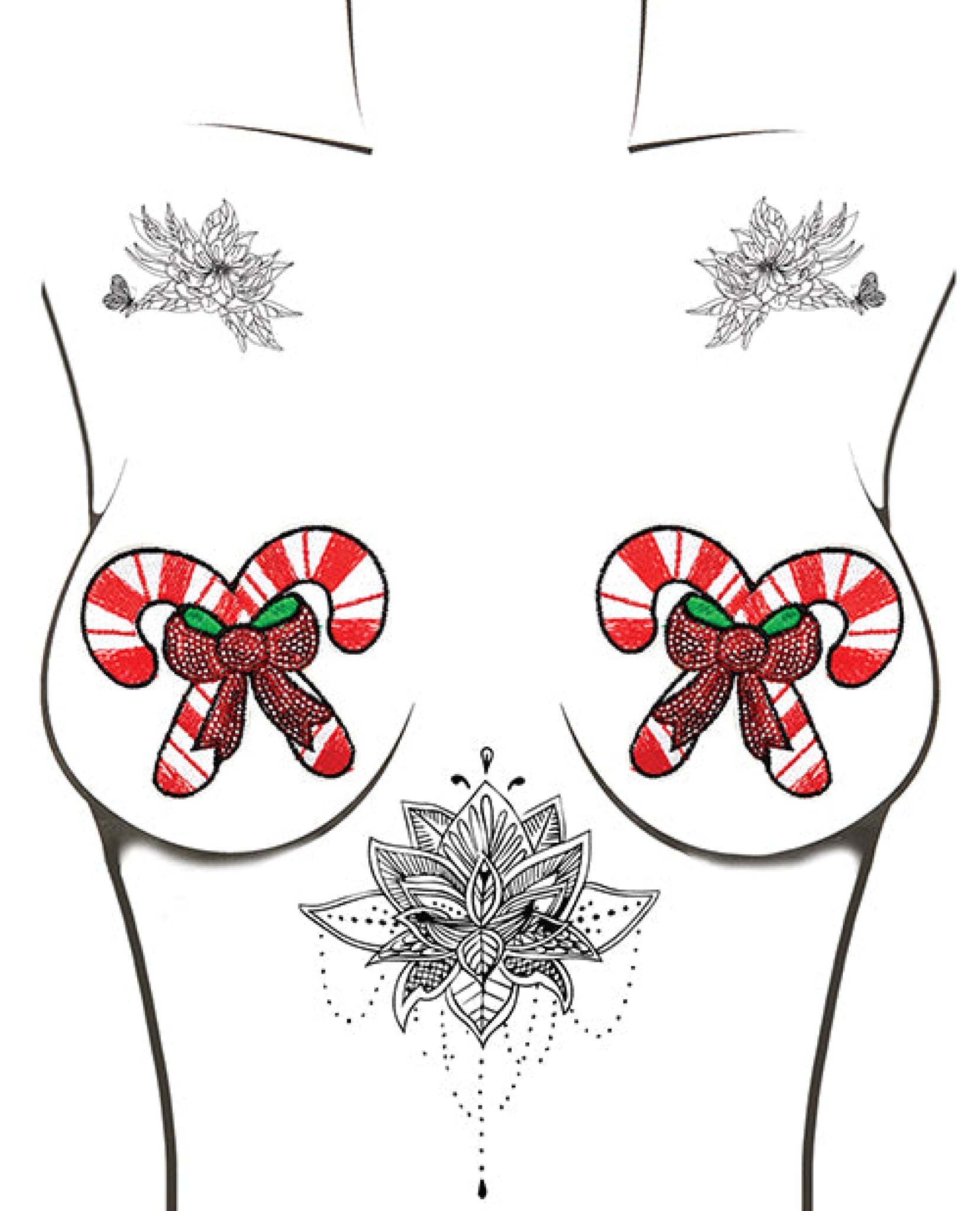 Neva Nude Sequin Candy Cane Pasties - Red/white O/s Neva Nude