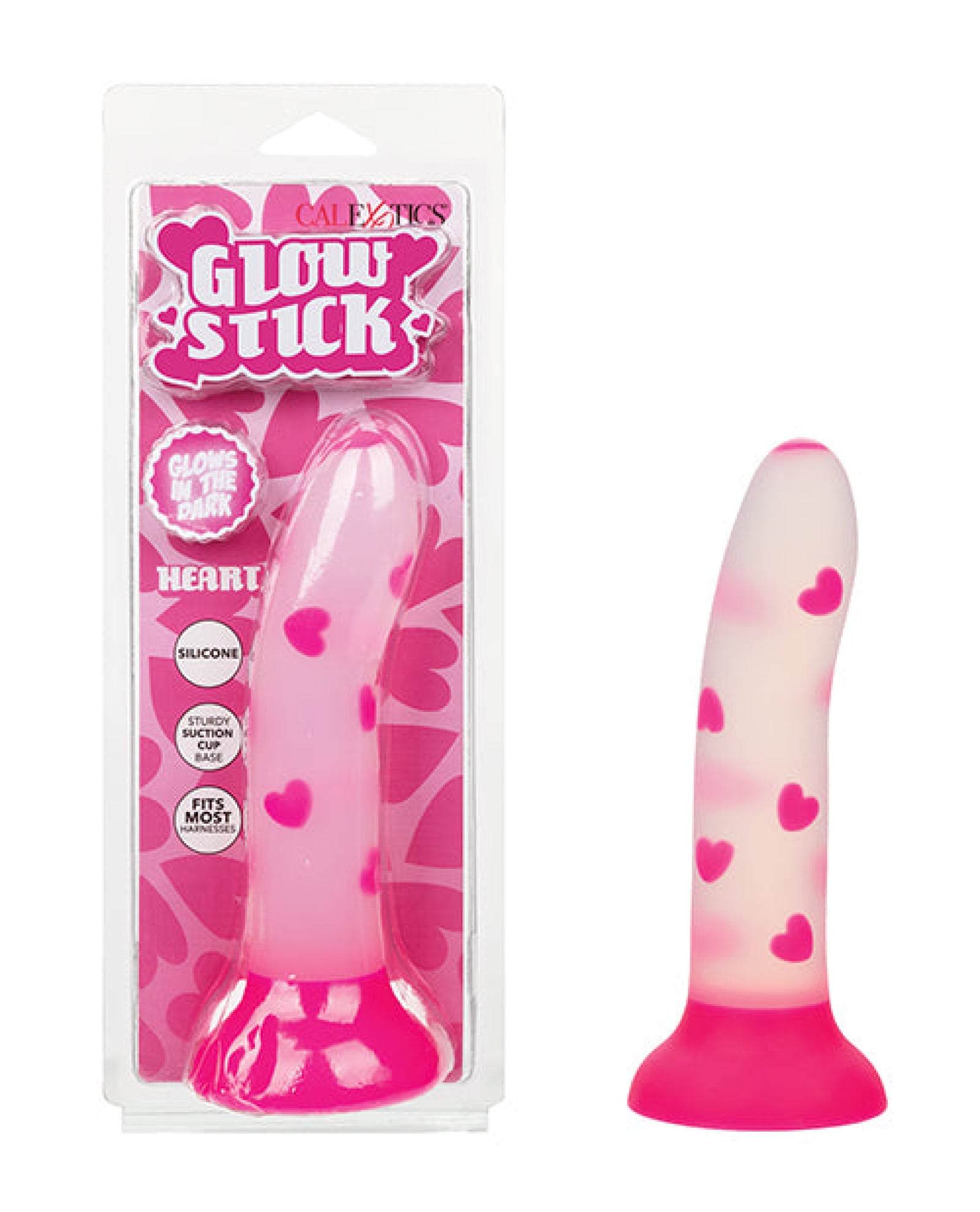 Glow Stick Heart Suction Cup Glow-in-the-Dark Dildo - Pink California Exotic Novelties