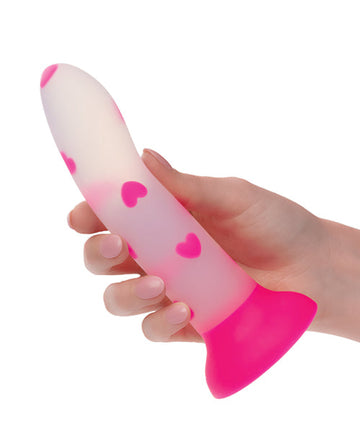Glow Stick Heart Suction Cup Glow-in-the-Dark Dildo - Pink California Exotic Novelties