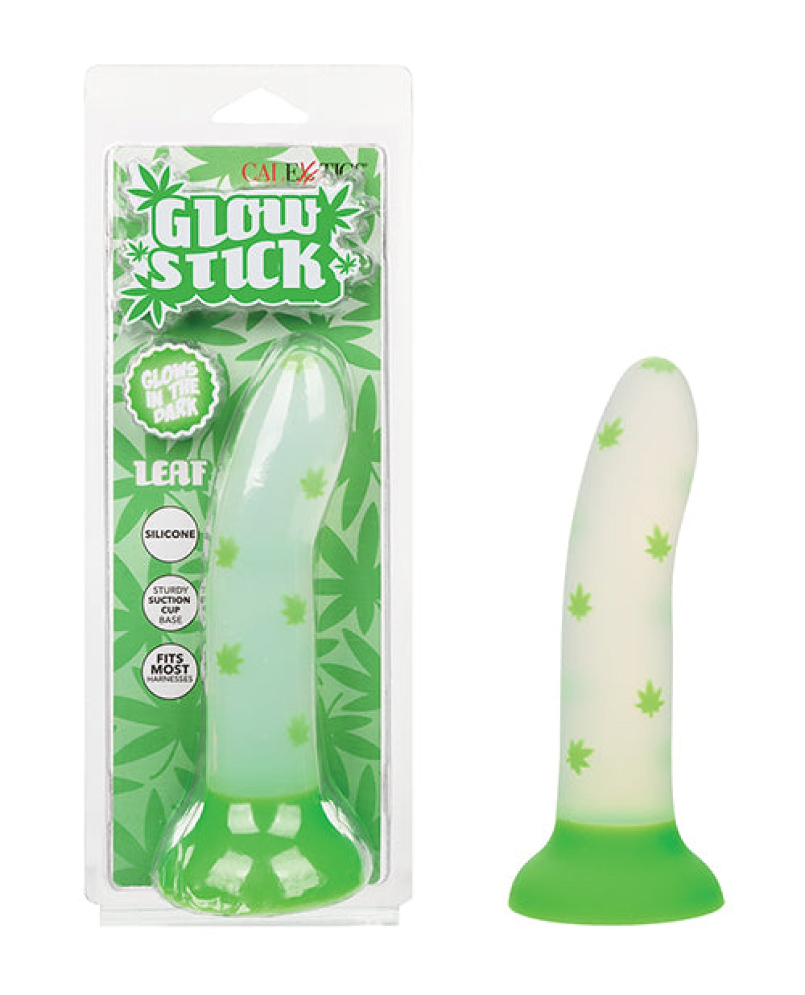Glow Stick Leaf Suction Cup Glow-in-the-Dark Dildo - Green California Exotic Novelties