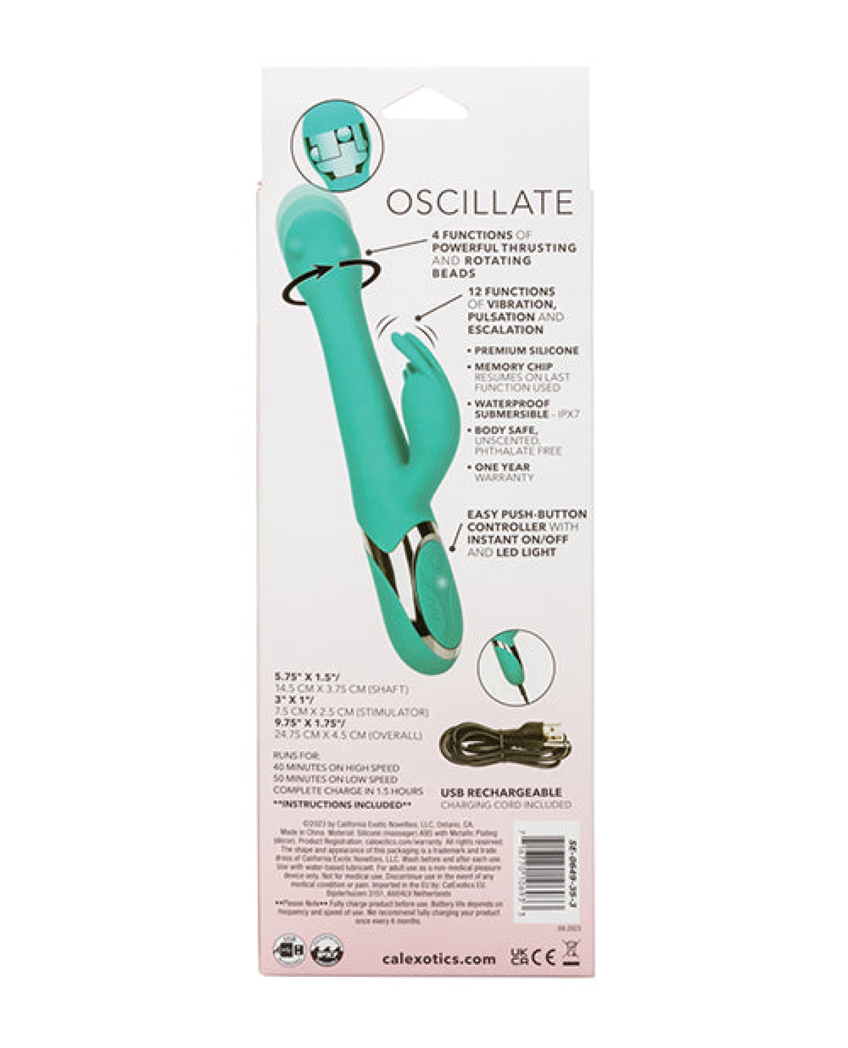 Enchanted Oscillate Vibrator - Turquoise Blue California Exotic Novelties