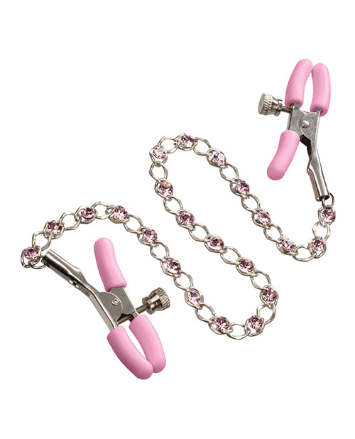 Nipple Play Crystal Chain Nipple Clamps - Pink California Exotic Novelties
