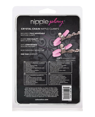 Nipple Play Crystal Chain Nipple Clamps - Pink California Exotic Novelties