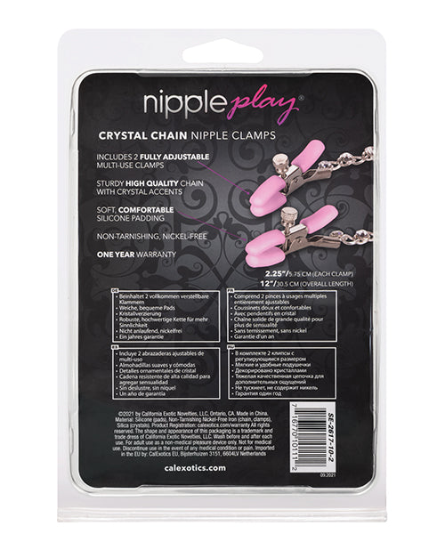 Nipple Play Crystal Chain Nipple Clamps - Pink California Exotic Novelties