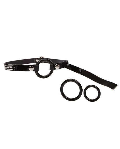 Bound by Diamonds Open Ring Gag - Black California Exotic Novelties