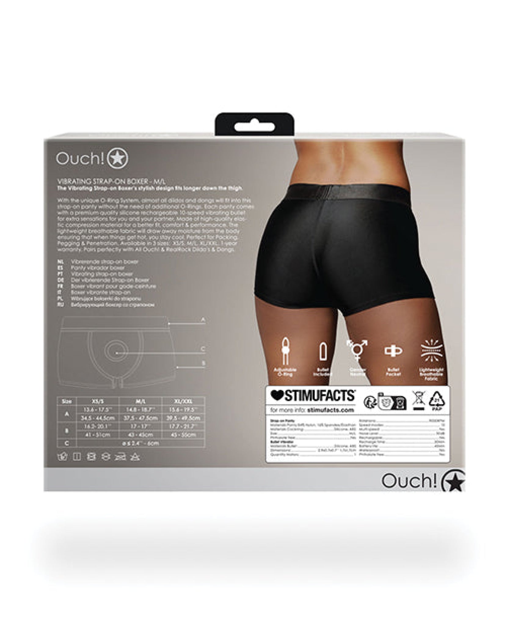 Shots Ouch Vibrating Strap On Boxer - Black Shots