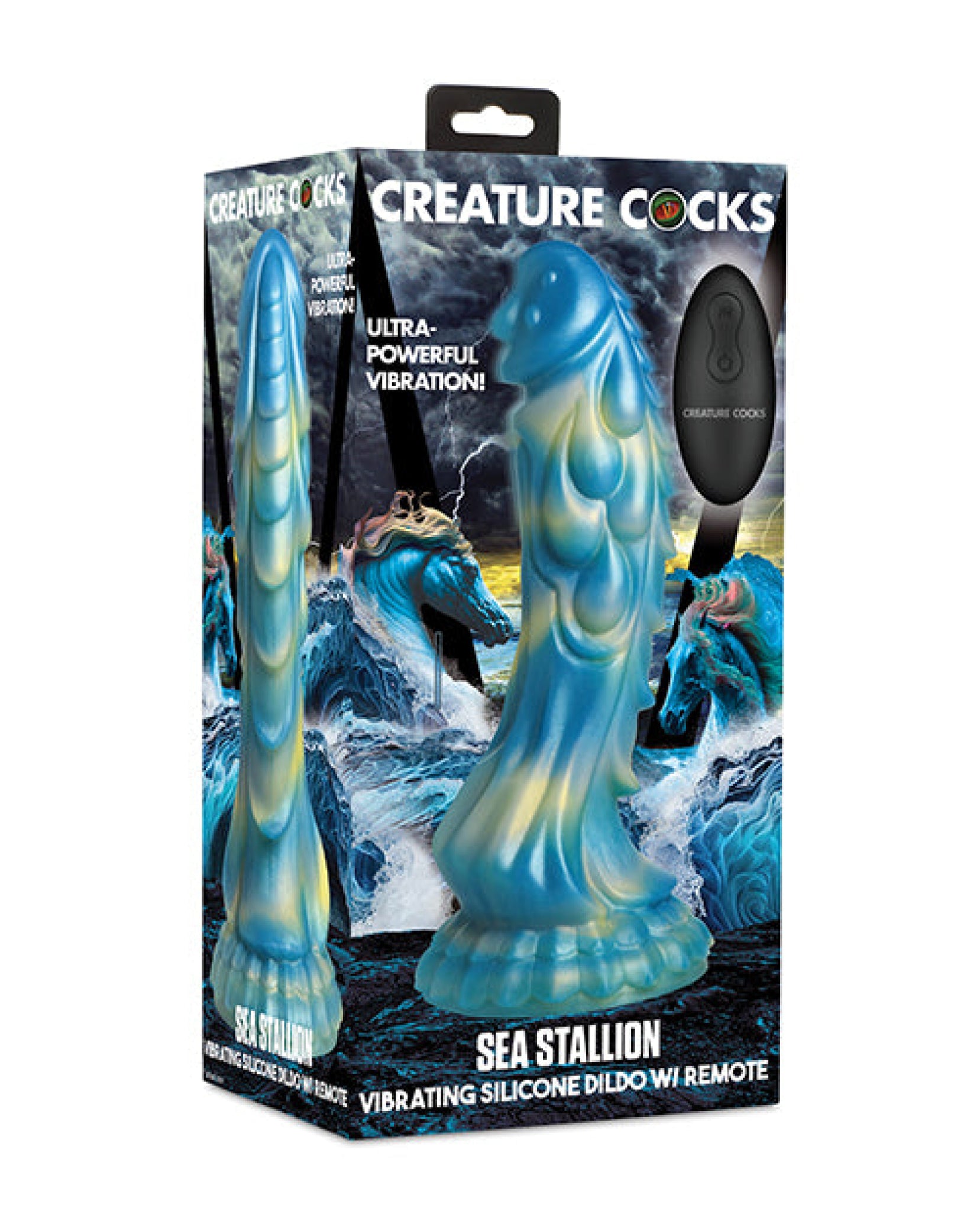 Creature Cocks  Sea Stallion Vibrating Dildo w/ Remote - Blue/Yellow Xr LLC