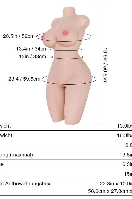 Miki 6.3kg (13.9lb) Fair Skin TPE Sex Torso - TANTALY