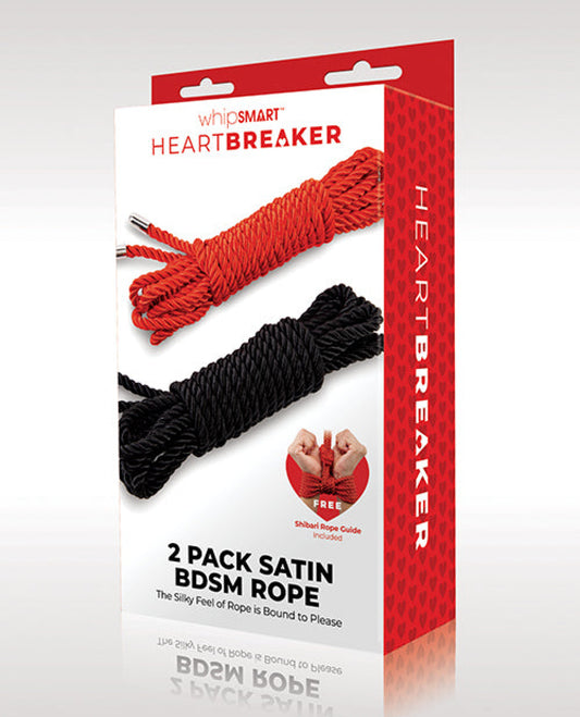 Whipsmart Heartbreaker Satin Bdsm Rope - Black/red Set Of 2 Xgen 1657