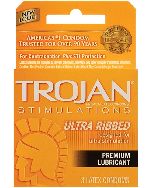 Trojan Ribbed Condoms - Box Of 3 Trojan