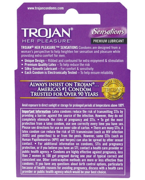Trojan Her Pleasure Condoms - Box Of 3 Trojan