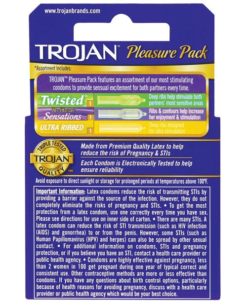 Trojan Pleasure Pack Condoms - Box Of 3 Trojan