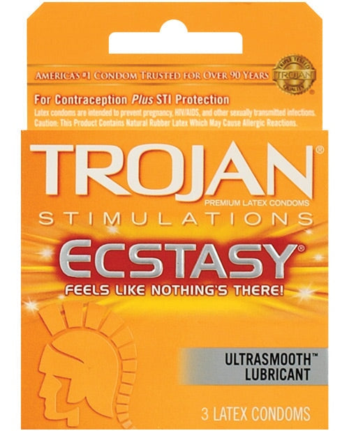 Trojan Ultra Ribbed Ecstasy Condoms - Box Of 3 Trojan