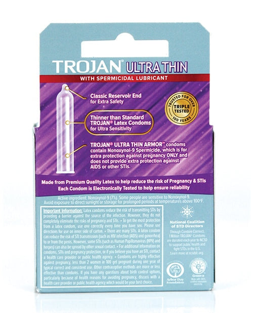 Trojan Ultra Thin Armor Spermicidal - Box Of 3 Trojan