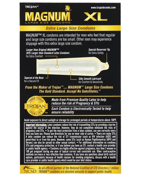Trojan Magnum Xl Lubricated Condom - Box Of 12 Trojan