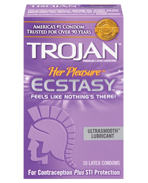 Trojan Her Pleasure Ecstasy Condoms - Box Of 10 Trojan