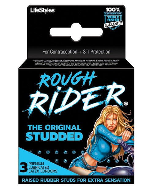 Lifestyles Rough Rider Studded Condom Pack - Pack Of 3 Lifestyles