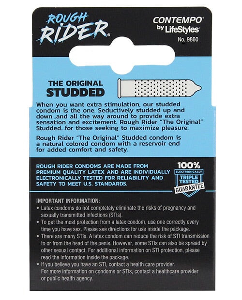 Lifestyles Rough Rider Studded Condom Pack - Pack Of 3 Lifestyles