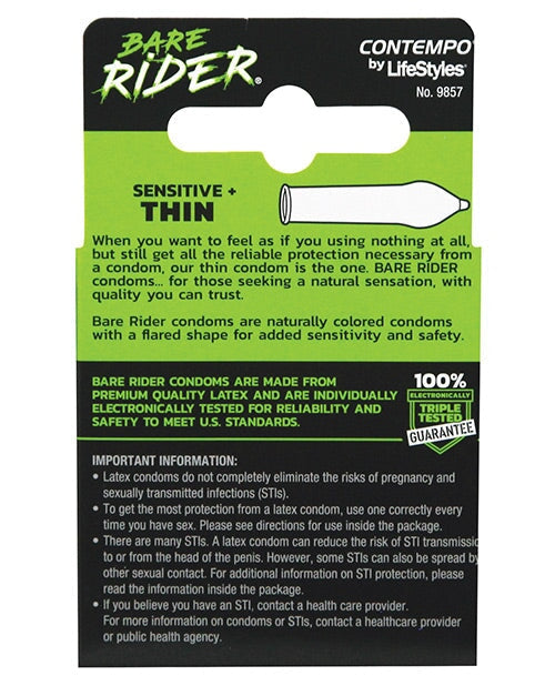 Contempo Bare Rider Thin Condom Pack - Pack Of 3 Contempo