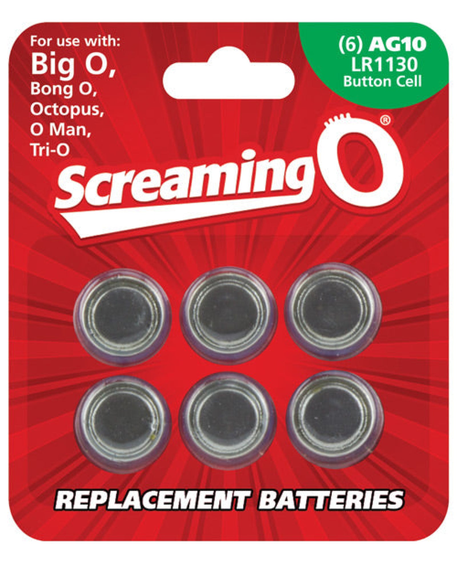 Screaming O Ag10 Batteries - Sheet Of 6 (bigo ,octo, Bongo,trio,oman,bango) Screaming O