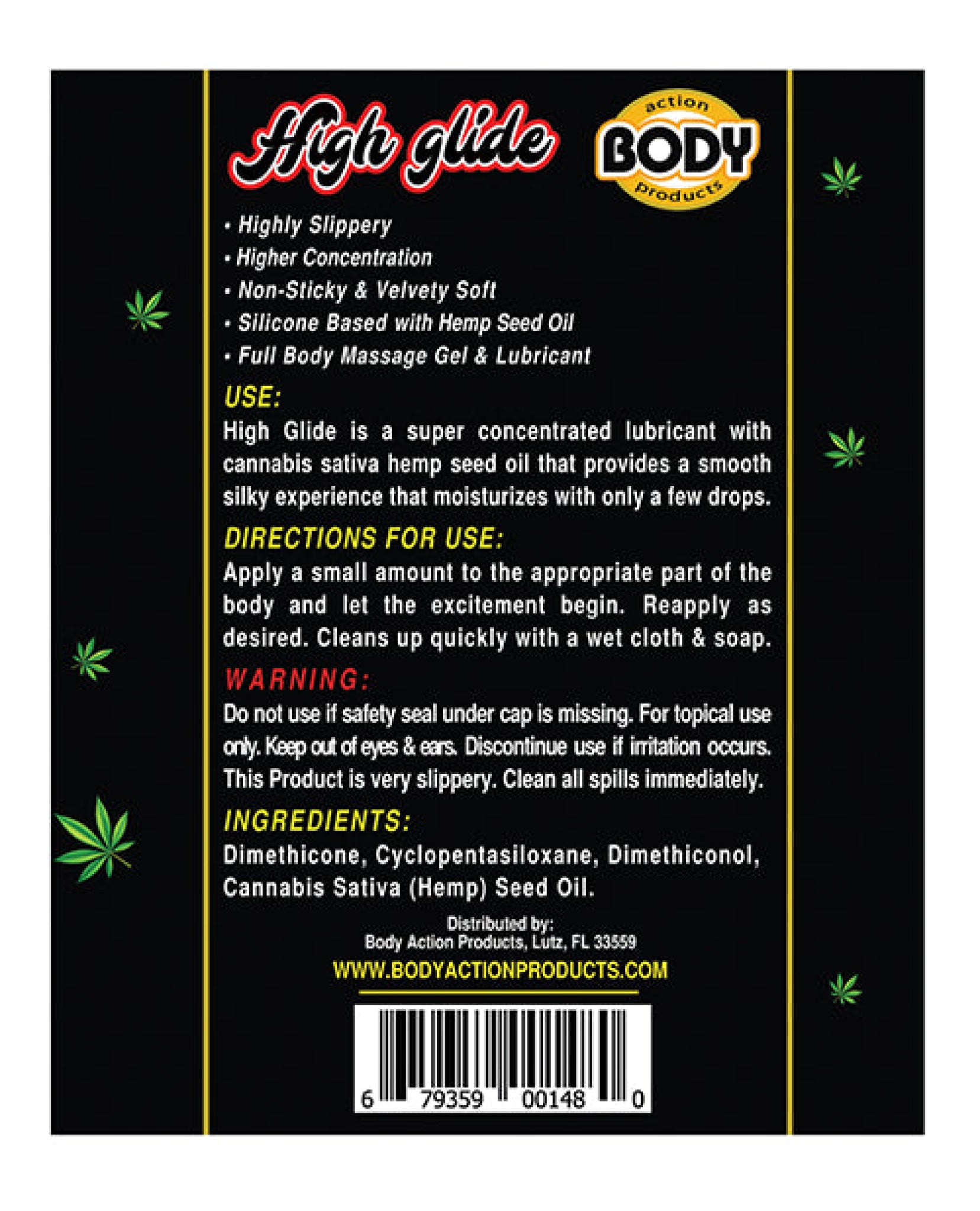 High Glide Erotic Lubricant Body Action