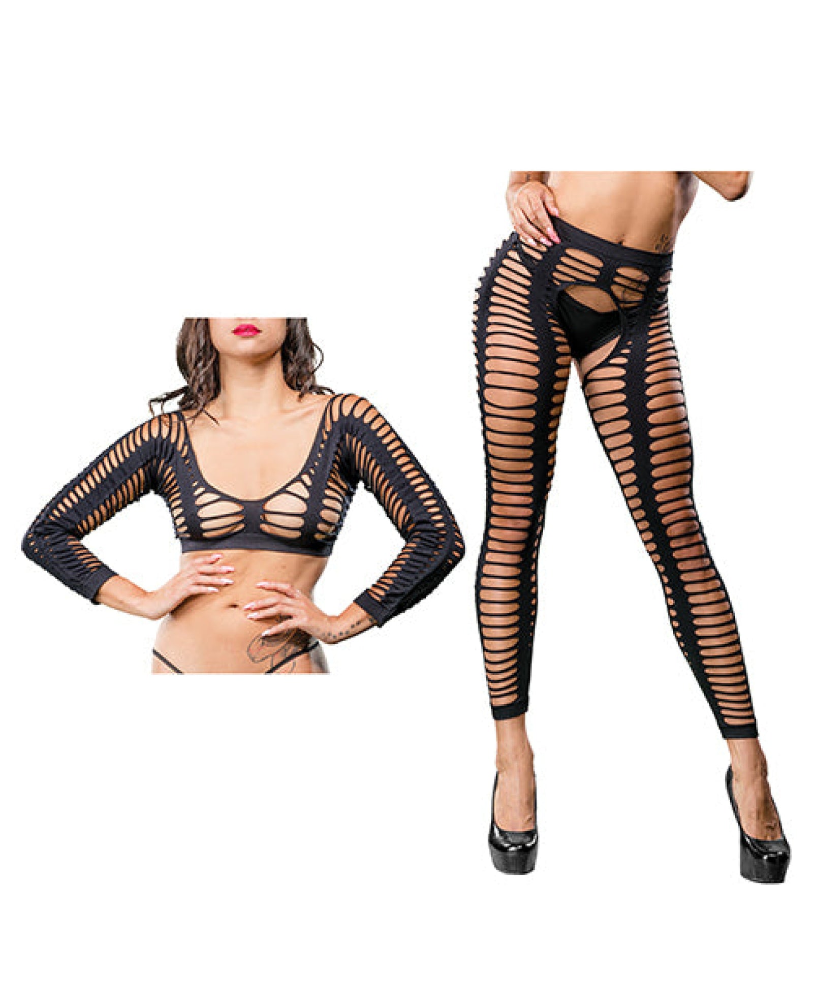 Beverly Hills Naughty Girl Crotchless All Over Straps Mesh Leggings O/s Beverly Hills Naughty Girl