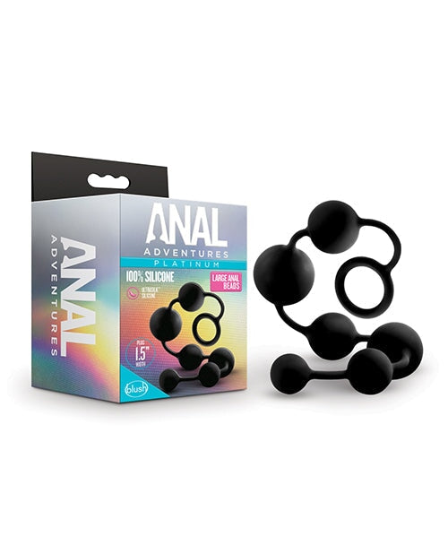 Blush Anal Adventures Platinum Silicone Anal Beads - Large Black Blush