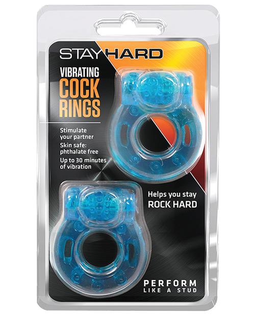 Blush Stay Hard Vibrating Cock Ring 2 Pack - Blue Blush