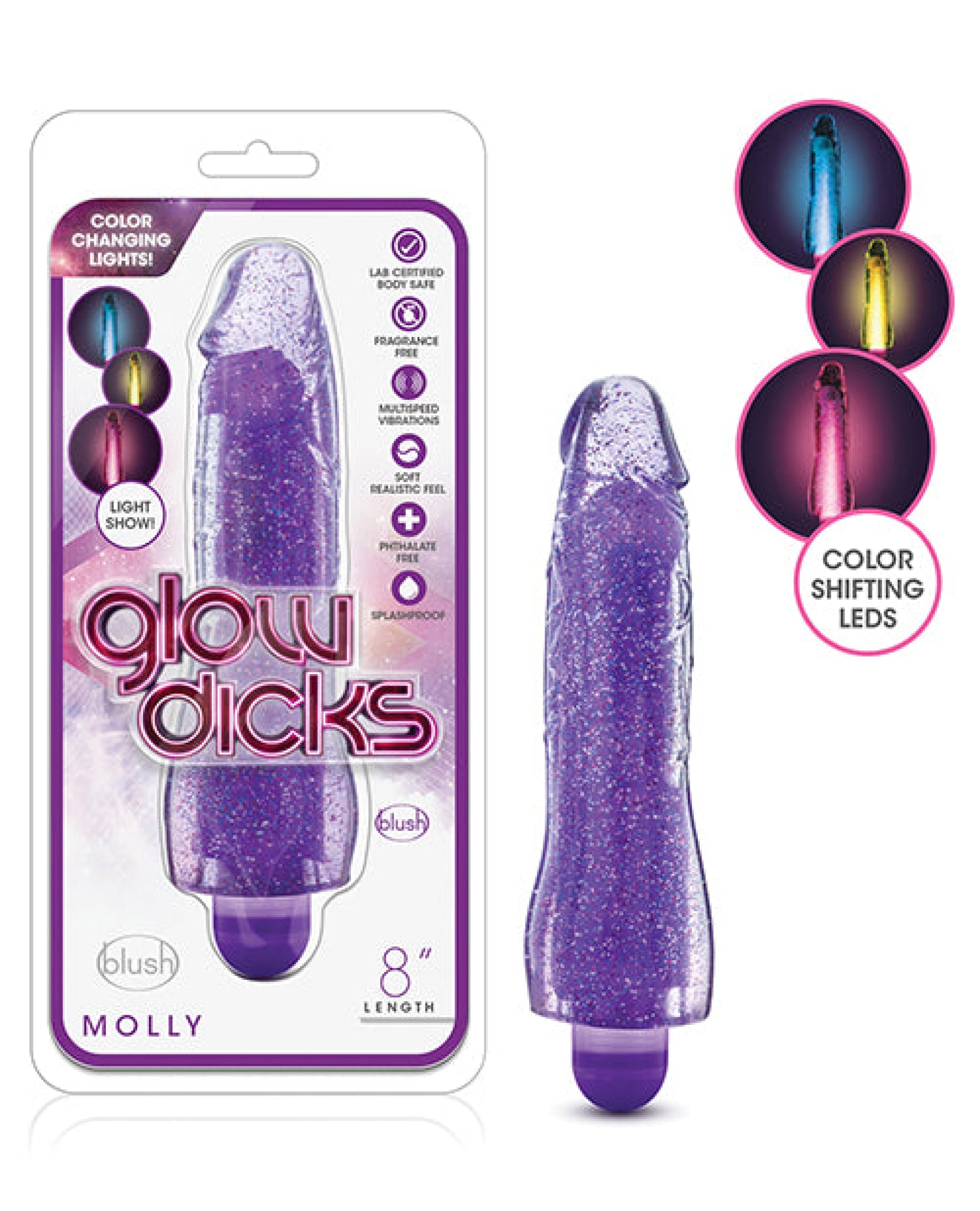 Blush Glow Dicks Glitter Vibrator Molly Blush Novelties