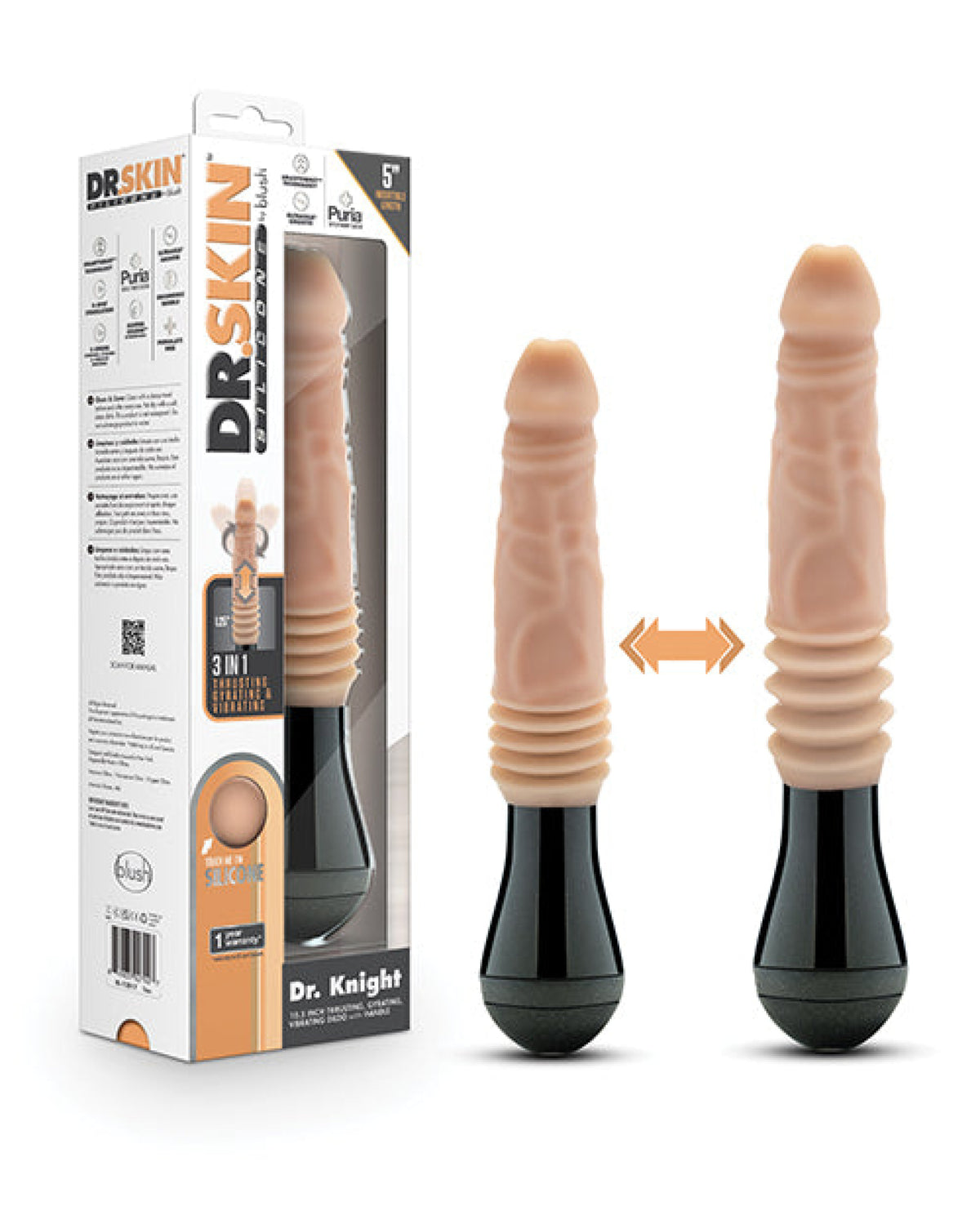 Blush Dr. Skin Silicone Dr. Arthur Thrusting Gyrating Vibrating Dildo Blush