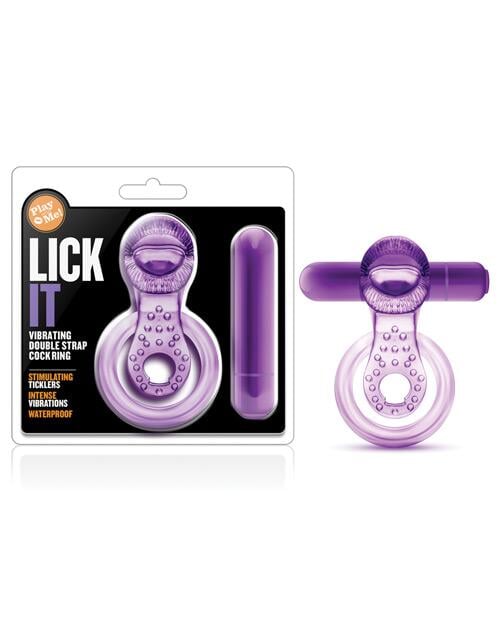 Blush Play With Me Lick It Vibrating Double Strap Cockring - Purple Blush