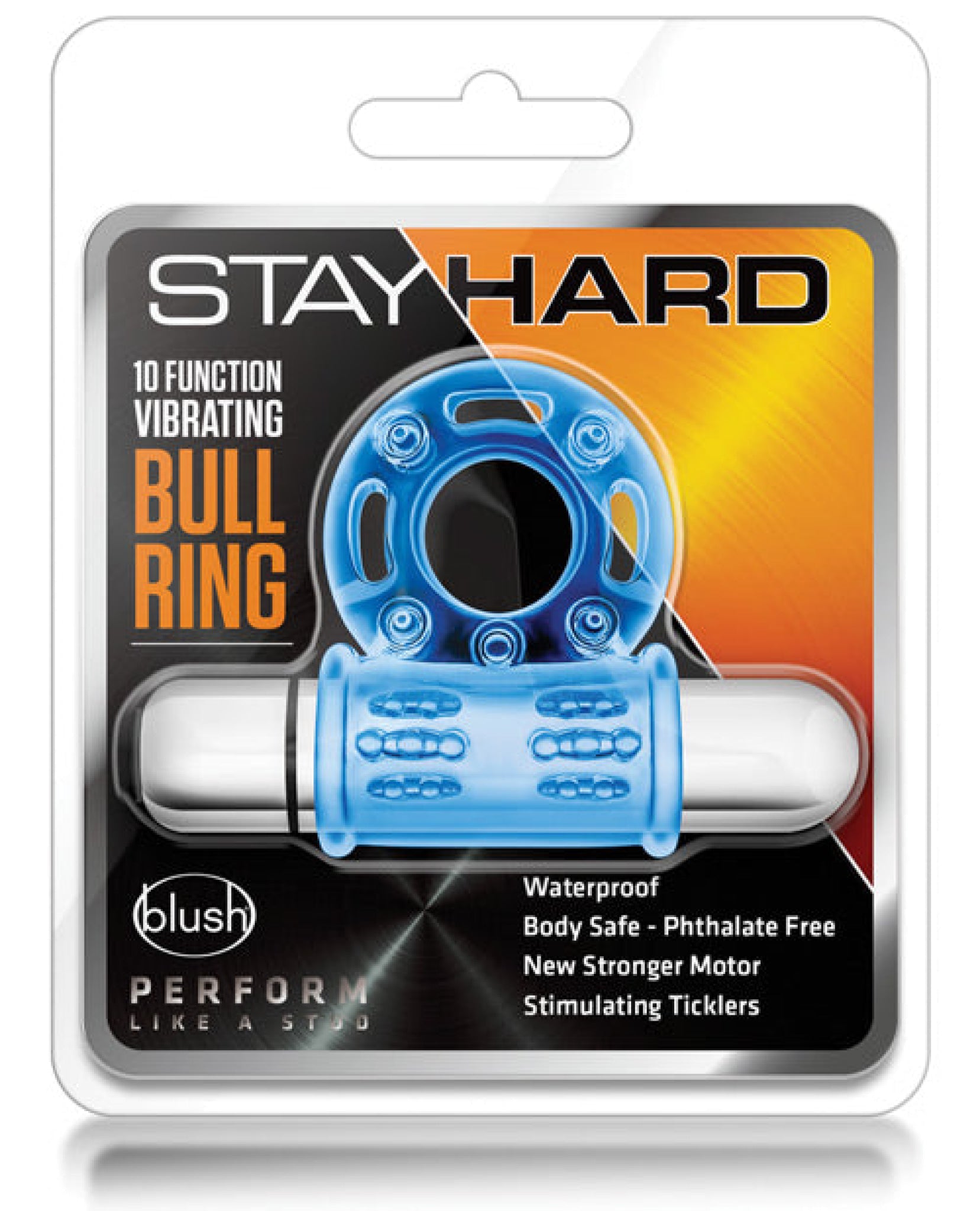 Blush Stay Hard Mega Vibrating Bull Ring - Blue Blush Novelties