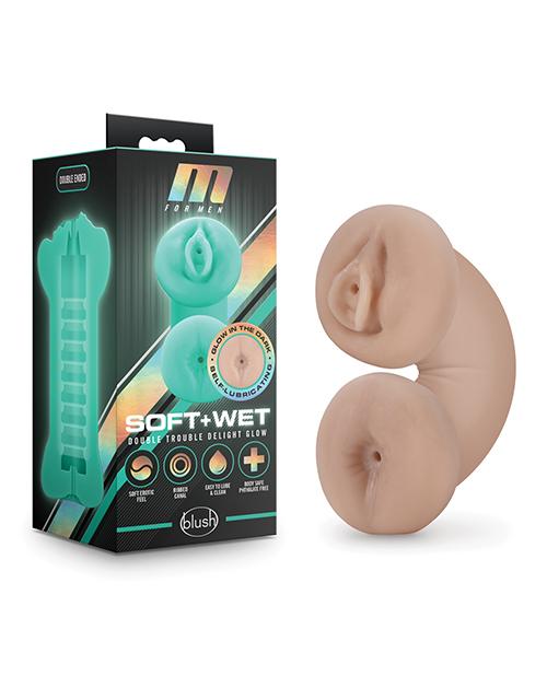 Blush M For Men Soft And Wet Double Trouble Glow In The Dark - Ivory Blush Novelties