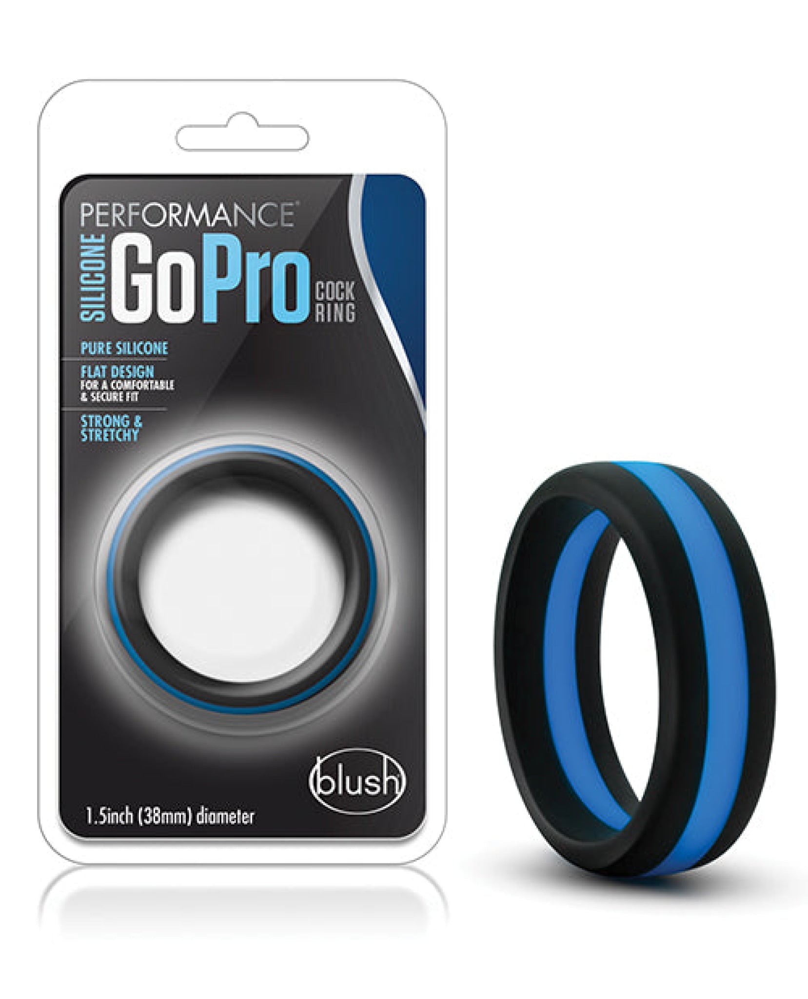 Blush Performance Silicone Go Pro Cock Ring - Black-blue Blush Novelties