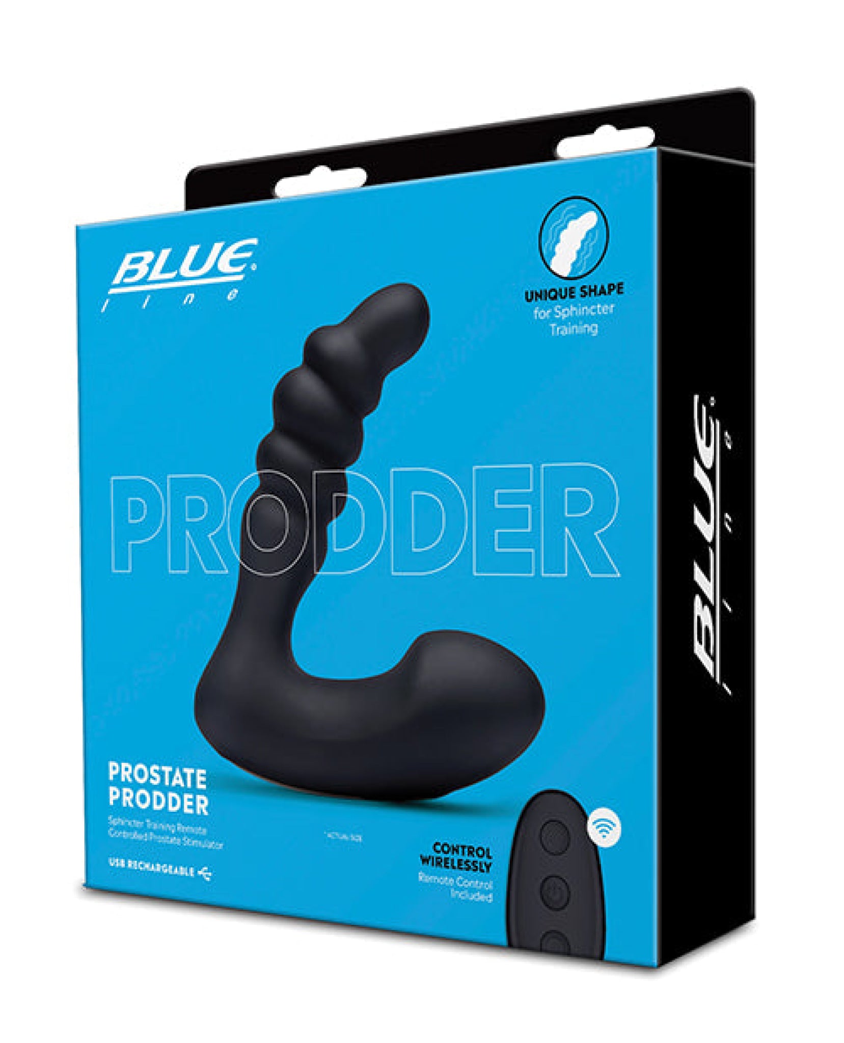 Blue Line Vibrating Prostate Prodder W-remote - Black Blue Line