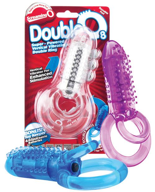 Screaming O Doubleo 8 Vibrating Double Cock Ring - Asst. Colors Screaming O