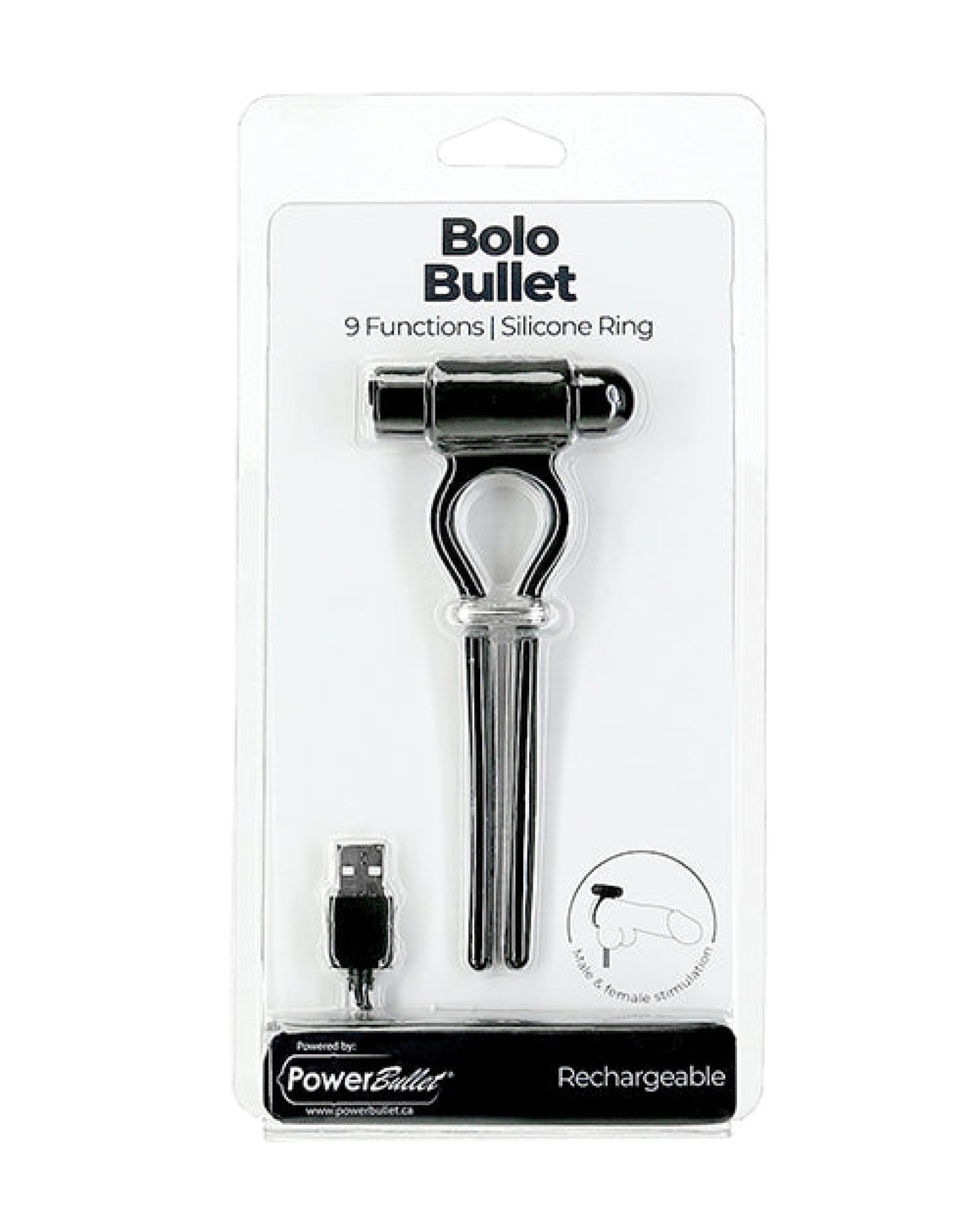 Bolo Bullet Vibrating Adjustable Cock Tie - Black PowerBullet®