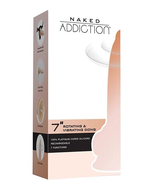 Naked Addiction 7" Rotating & Vibrating Dong W-remote - Flesh BMS