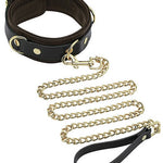 Spartacus Collar & Leash - Brown Leather W-gold Accent Hardware Spartacus
