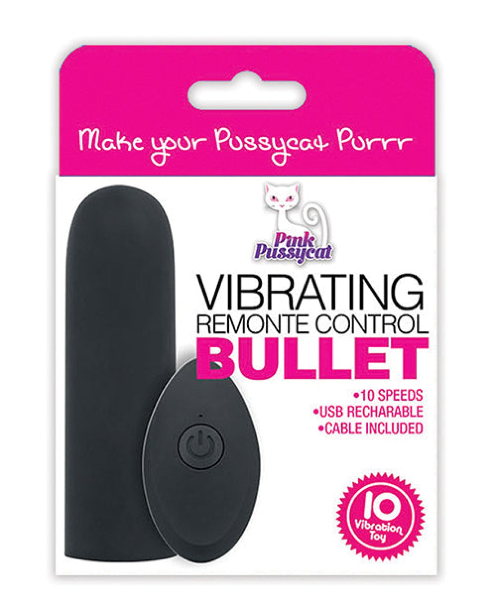 Pink Pussycat Vibrating Remote Control Bullet - Black Cousins Group