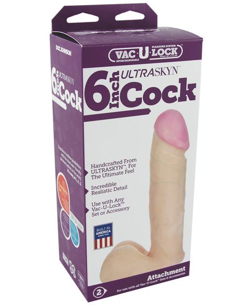 Vac-u-lock 6" Ultraskyn Cock & Balls Attch. - White Doc Johnson