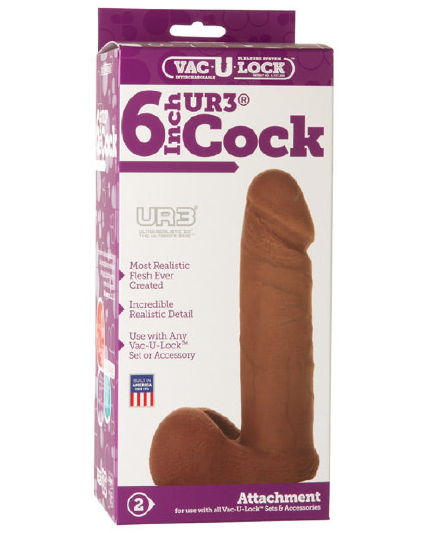 Vac-u-lock 6" Ultraskyn Cock Attch. - Brown Doc Johnson