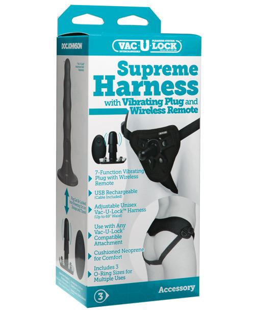 Vac-u-lock Supreme Harness W-vibrating Plug - Black Doc Johnson