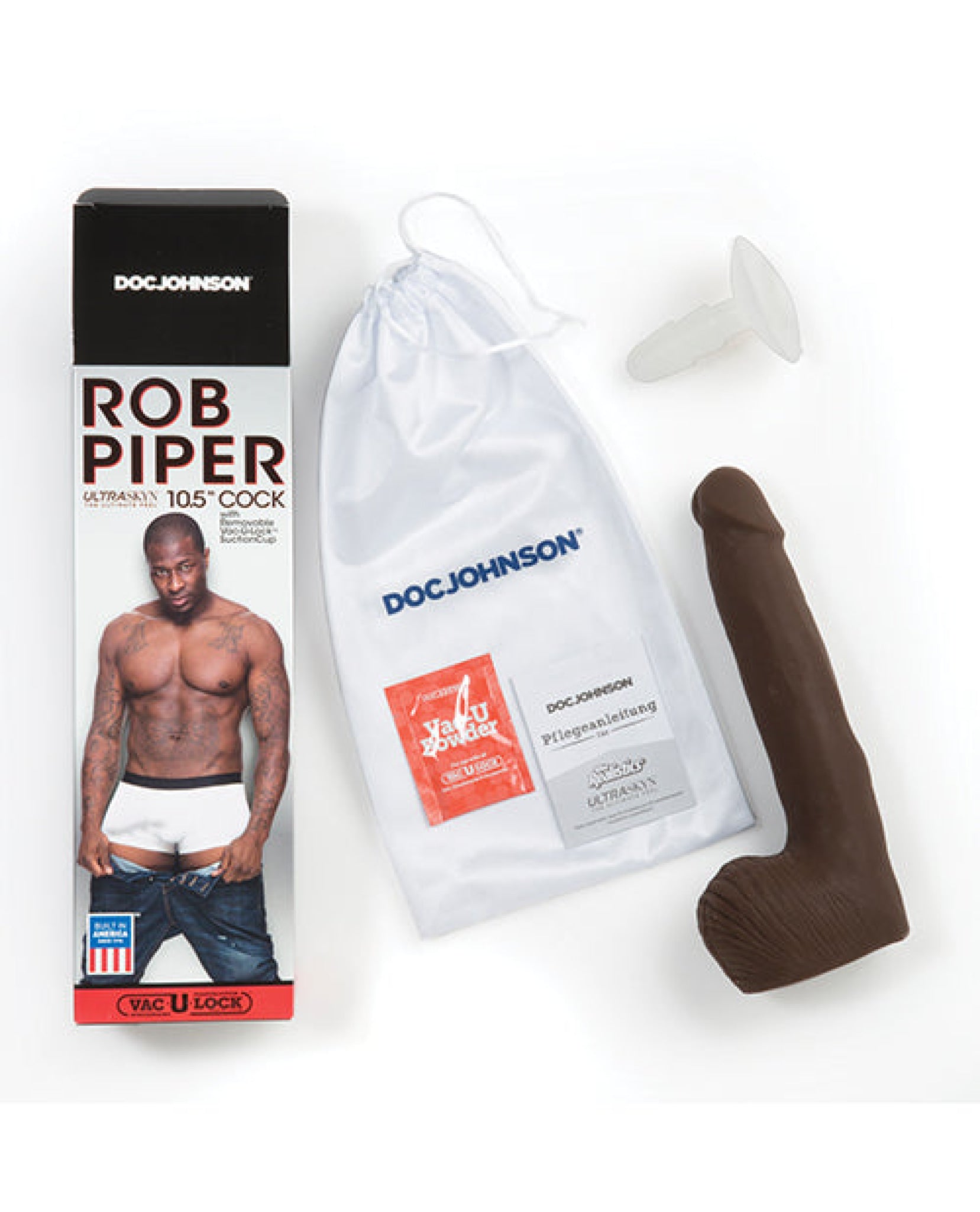 Rob Piper Cock W-balls & Suction Cup - Chocolate Doc Johnson