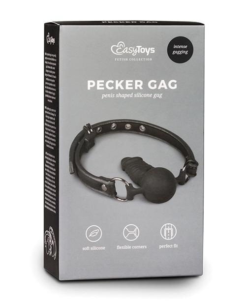 Easy Toys Ball Gag W-silicone Dong - Black Easy Toys